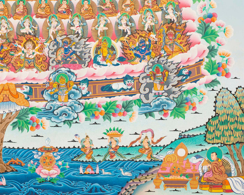 Gelugpa Tree Thangka | Unique Tibetan Buddhism Art