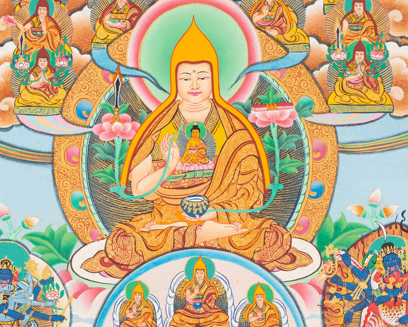 Gelugpa Tree Thangka | Unique Tibetan Buddhism Art