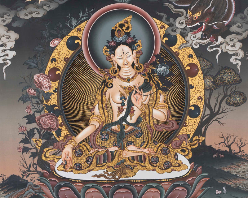 White Tara Thangka | Tibetan Dolkar Bodhisattva Of Long Life