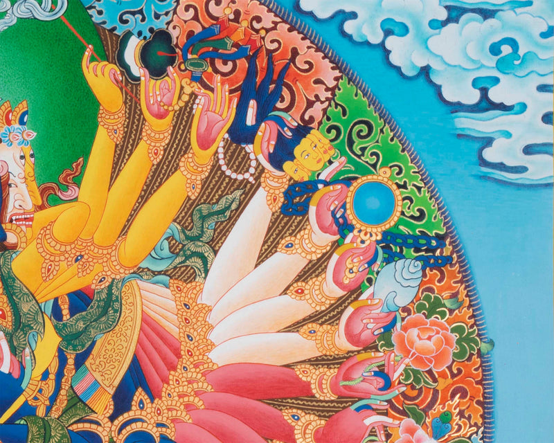 Yidam Kalachakra Thangka | His Consort Vishvamata | Handpainted Wall Decoration