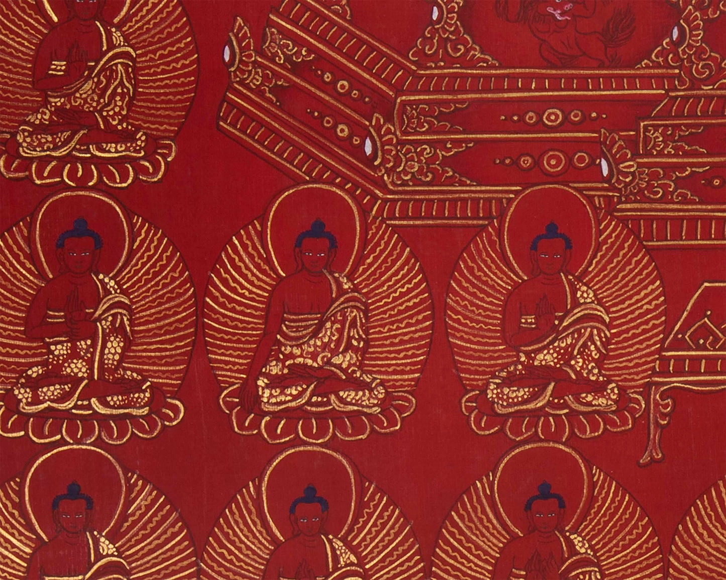 108 Multiple Shakyamuni Buddha  | Hand Painted 24K Gold Art