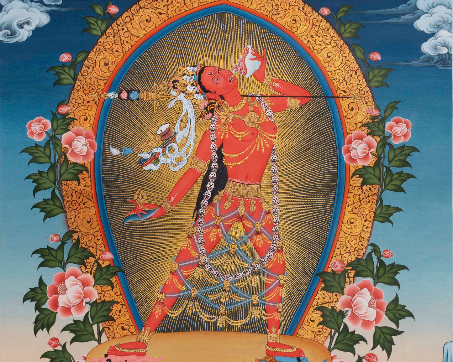 Vajrayogini Thangka in Tibetan Style | Vintage Art from Nepal