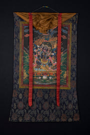 Vajrakilaya Thangka | Traditional Tibetan Brocade | Dorje Phurba | Original Hand Painted Yidam Thangka Art