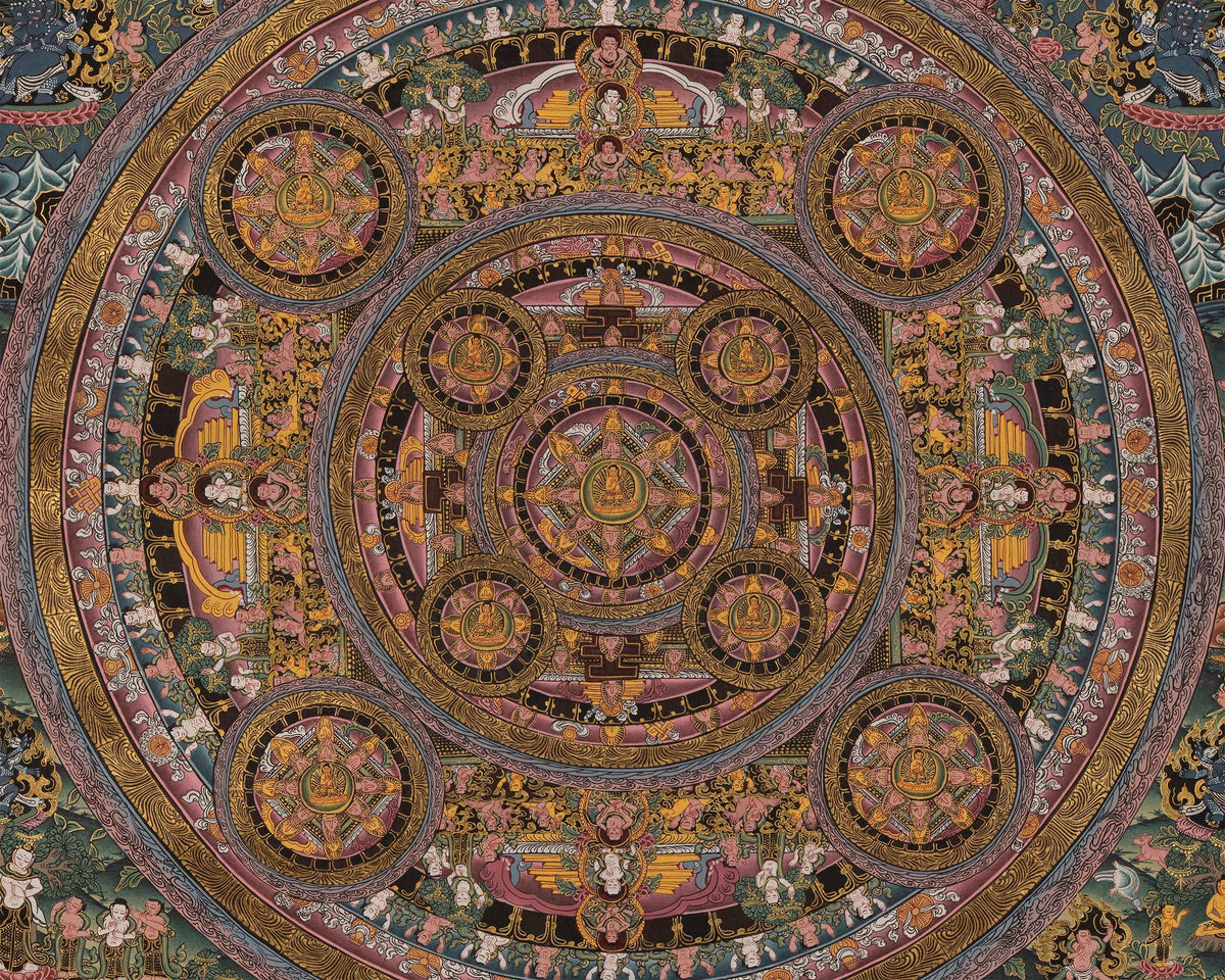 15 Mandala Thangka for Samatha Meditation Practice | Old Thangkas From late 20th Century