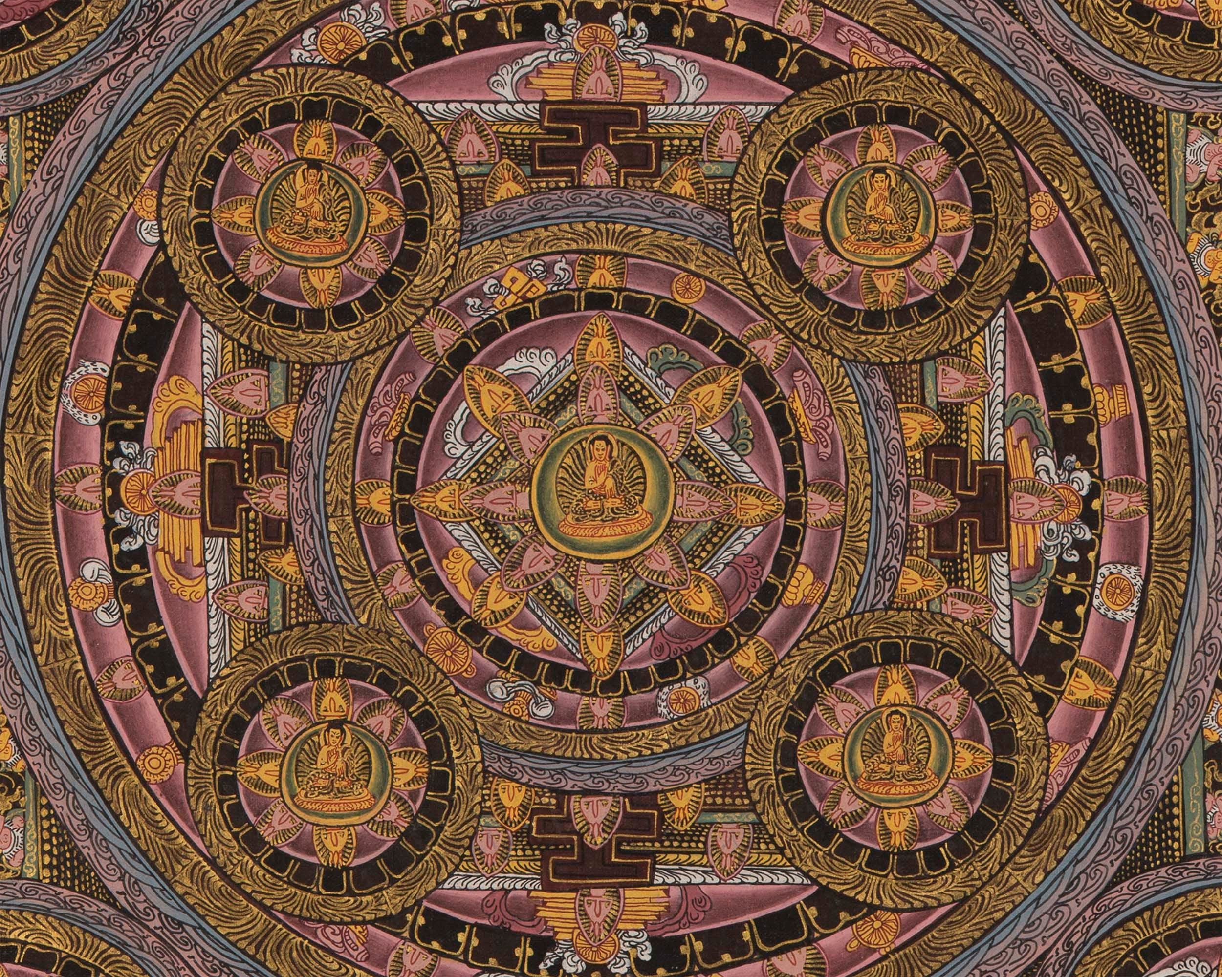 15 Mandala Thangka for Samatha Meditation Practice | Old Thangkas From late 20th Century