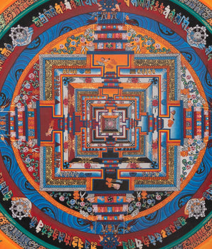 Buddhist Kalachakra Mandala Thangka | Handpainted Religious Artwork | Wall Hanging Decor