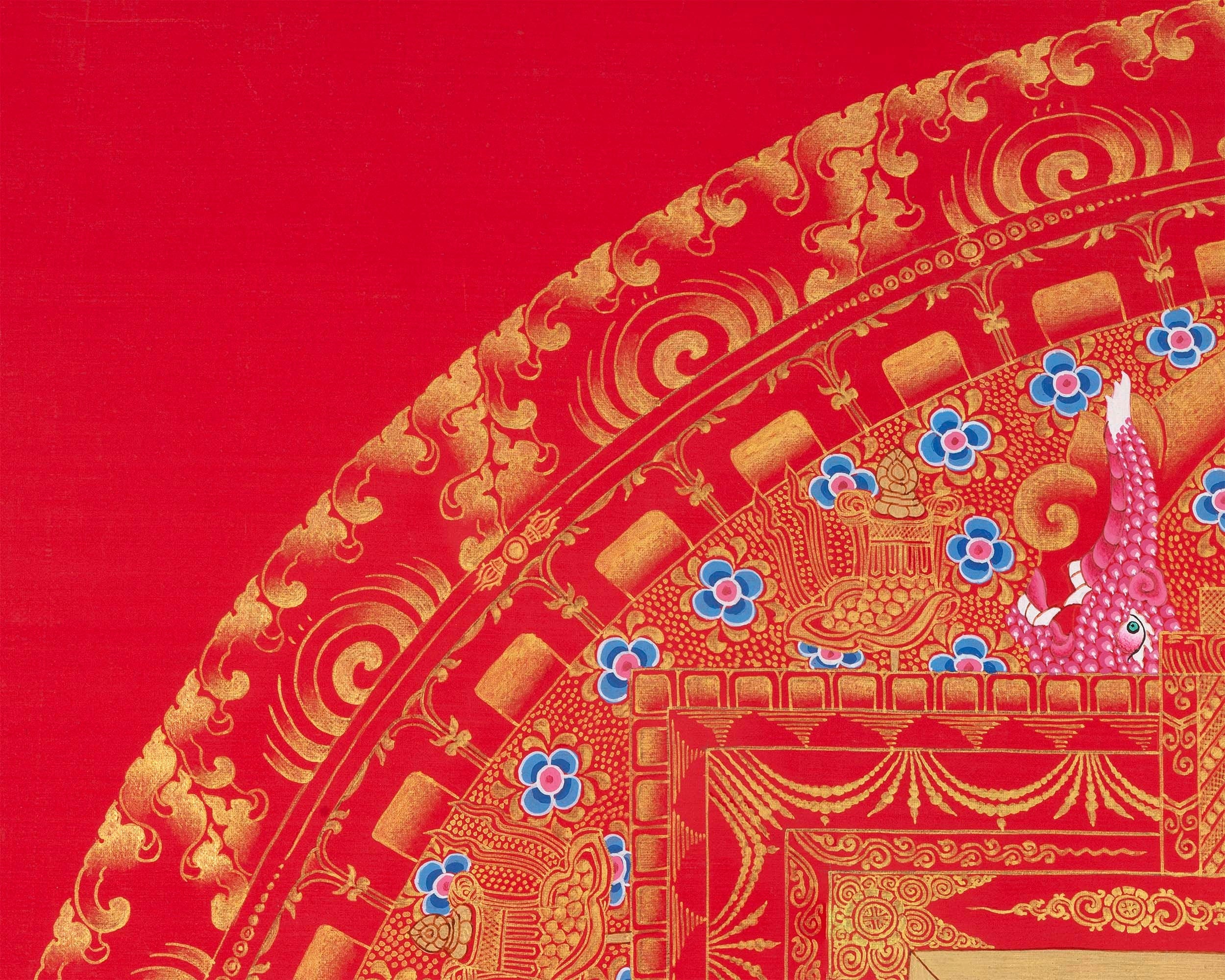 Goddess Green Tara Mandala Thangka | Healing Mandala Thangka | Perfect For Wall Decoration |