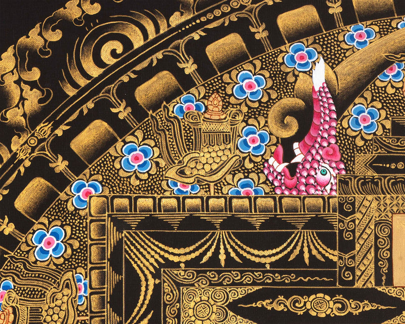 Green Tara Mandala Thangka | Wheel Of Time | Wall Hanging Religious Decor