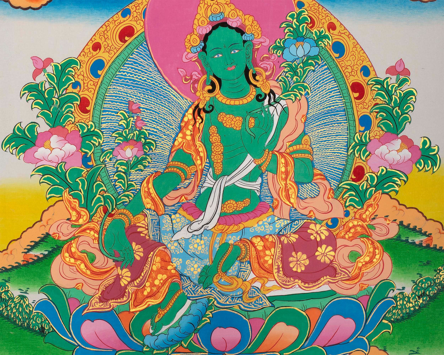 Green Tara | Tibetan Thangka Painting | Wall Decoration