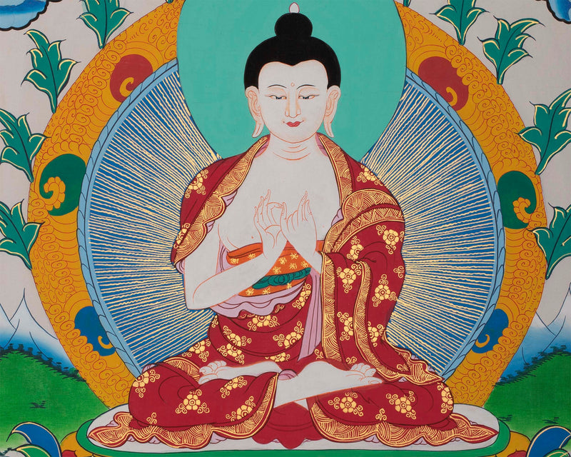 Vairocana Thangka Painting | White Blessing Buddha Art