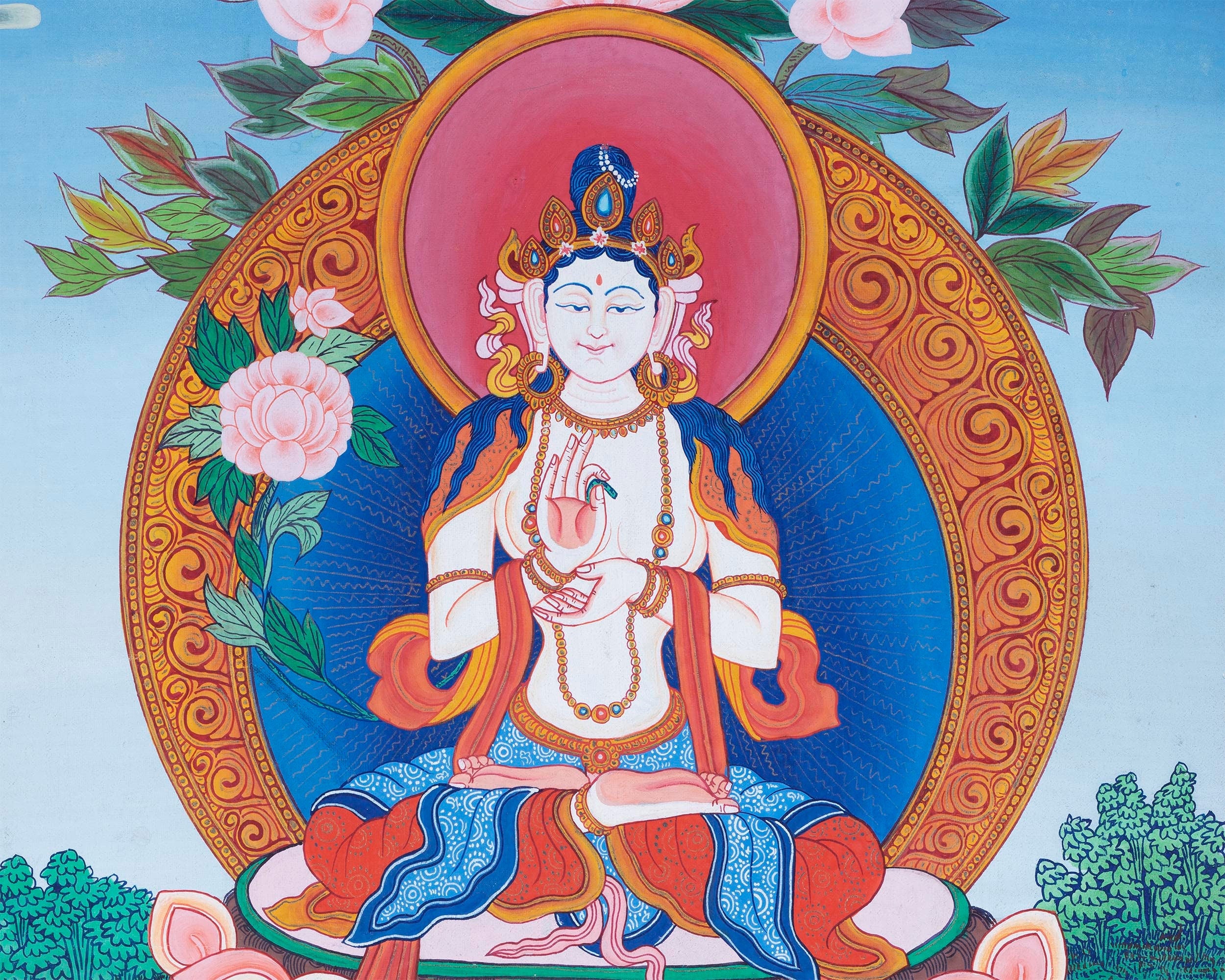 White Tara | Female Buddhist Divinity | Original Thangka Painting