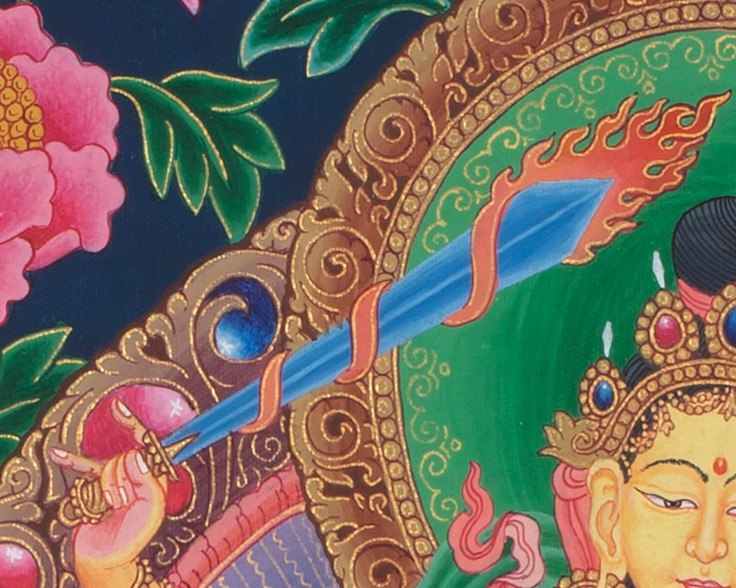 Mahabodhisattva Manjushree Thangka | Vintage Art for Meditation and Wall Decor