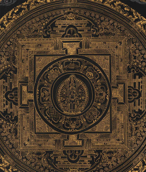 Vintage Black and Gold Avalokiteshvara Mandala | Religious Gift Ideas
