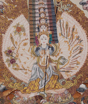 Protector Dukkar | The White Umbrella Goddess | Original Thangka of Sitatapatra