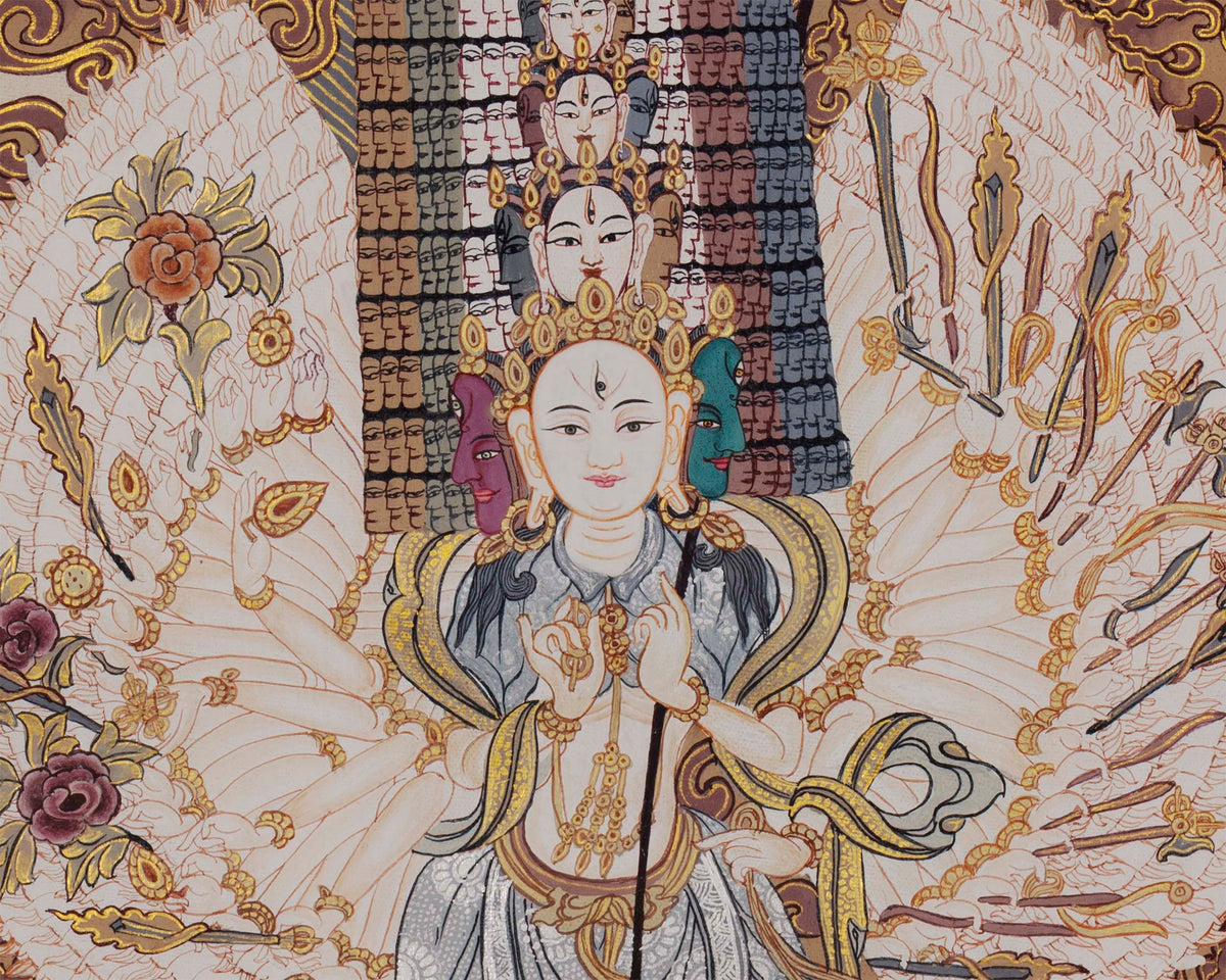 Protector Dukkar | The White Umbrella Goddess | Original Thangka of Sitatapatra