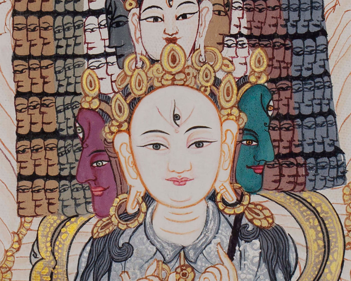 Protector Dukkar | The White Umbrella Goddess | Original Thangka of Sitatapatra