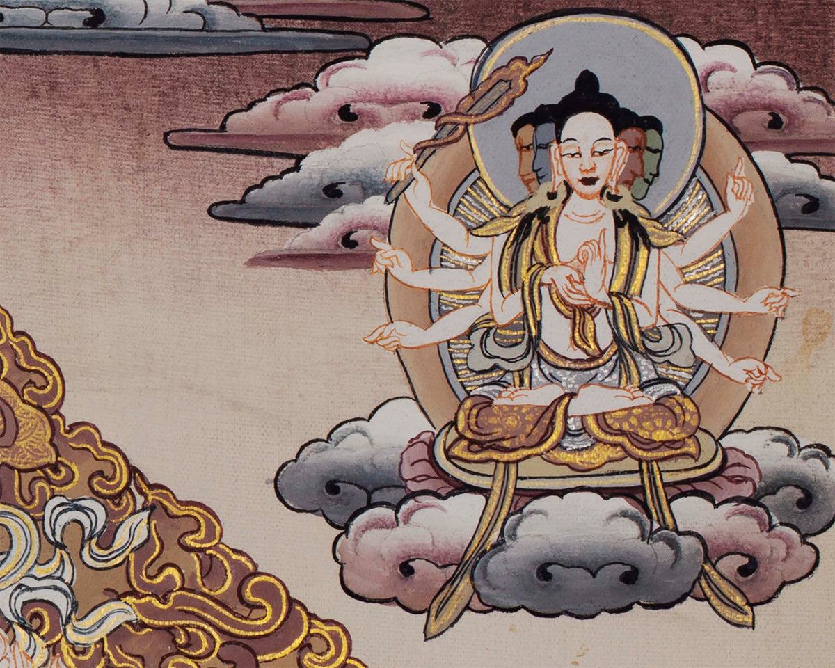 Protector Dukkar | The White Umbrella Goddess | Original Thangka of Sitatapatra