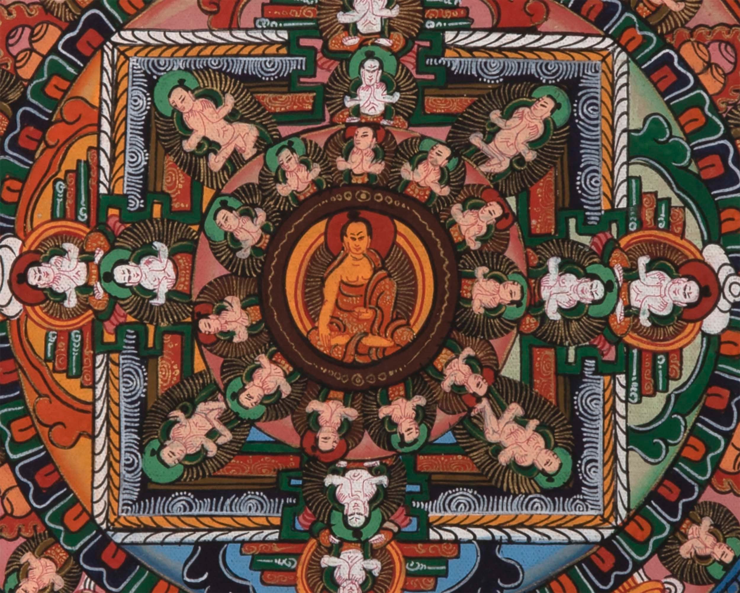 Buddha Mandala Thangka | Traditional Mandala | Religious Mandala wall painting | Small Sized Fine Mandala For Decoration and Shrine