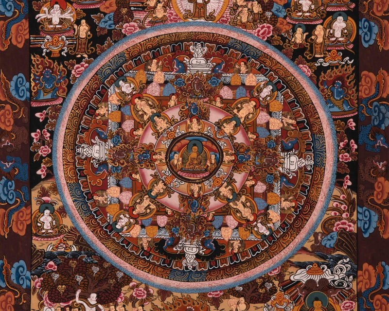 Unique Buddha Mandala Thangka  | Genuine Hand Painted Wall Decor