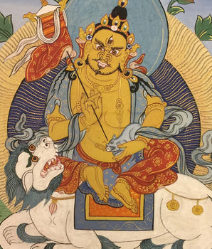 Guardian King Dharmapala Namtose Thnagka | Vintage Buddhist Dzambala Art | Wall Decor