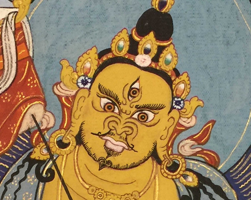 Guardian King Dharmapala Namtose Thnagka | Vintage Buddhist Dzambala Art | Wall Decor