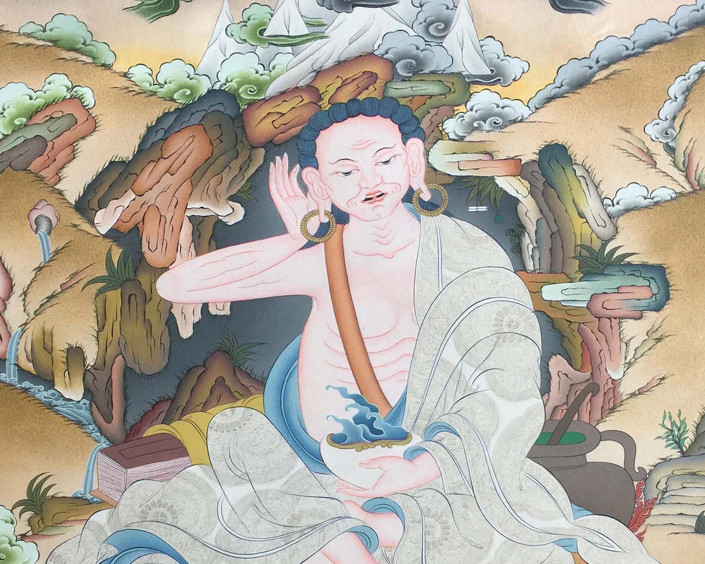 Milarepa Thangka Painting | Mahasiddha Jetsun Meelarepa | Wall Hanging Decor