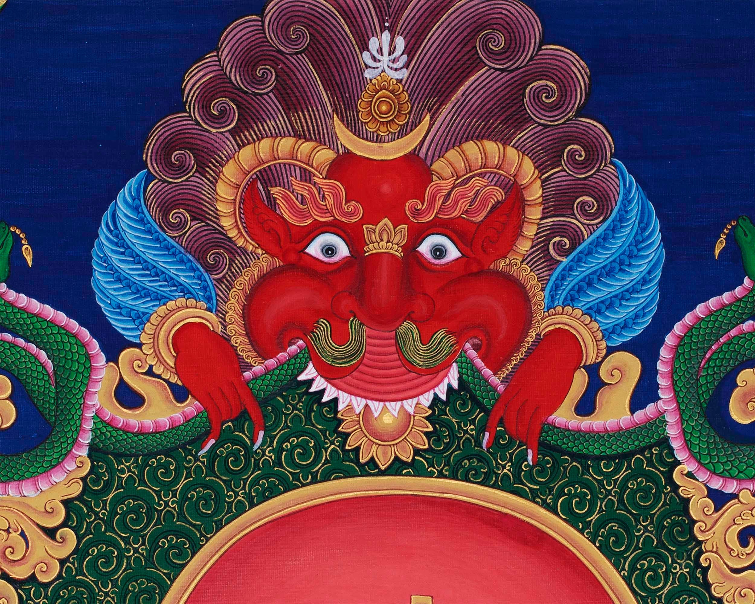 Newari Ganesh Original Buddhist Thangka | Buddhist and Hindu Deity Wall Hanging Art