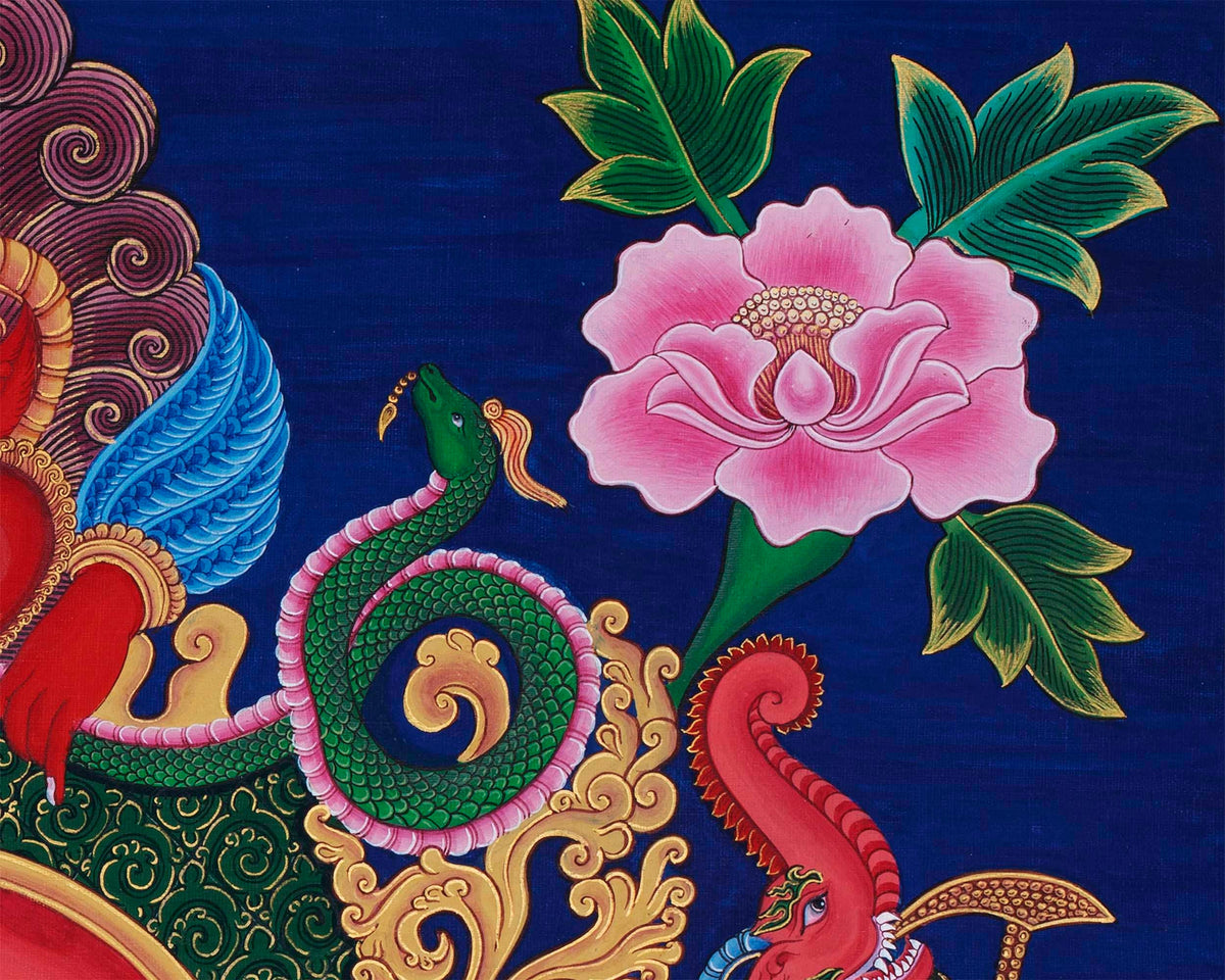 Newari Ganesh Original Buddhist Thangka | Buddhist and Hindu Deity Wall Hanging Art
