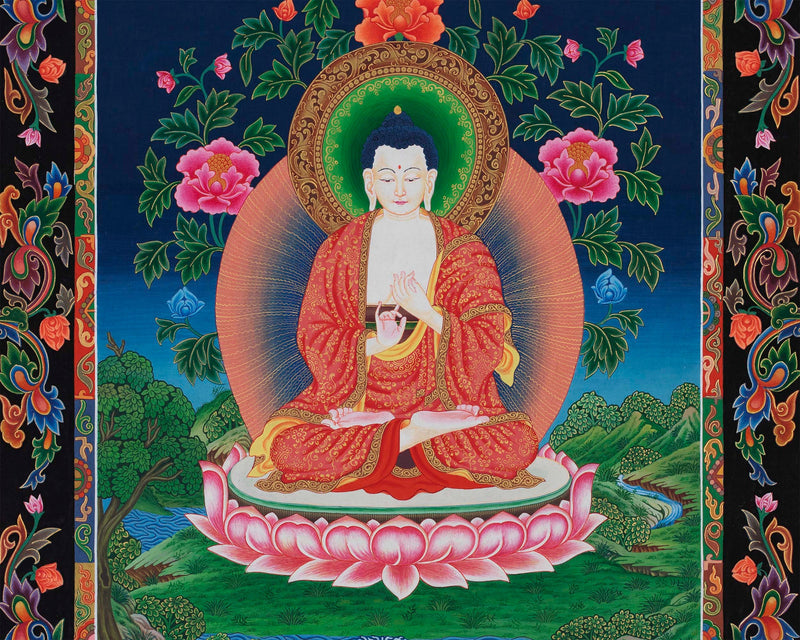 Vairochana Buddha Thangka Painting | The White Blessing Buddha