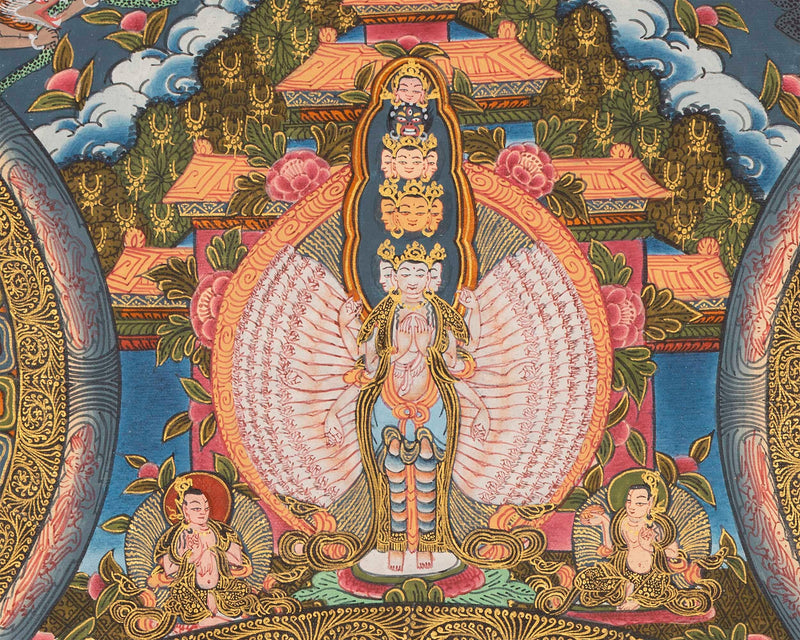 1000 Armed Chengrezig  | Buddhist Mandala Thangka