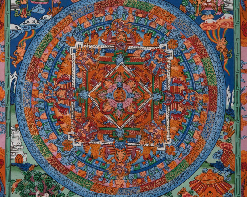 Meditation Mandala Art Thangka Painting | Buddha Art Wall Hanging | Decor