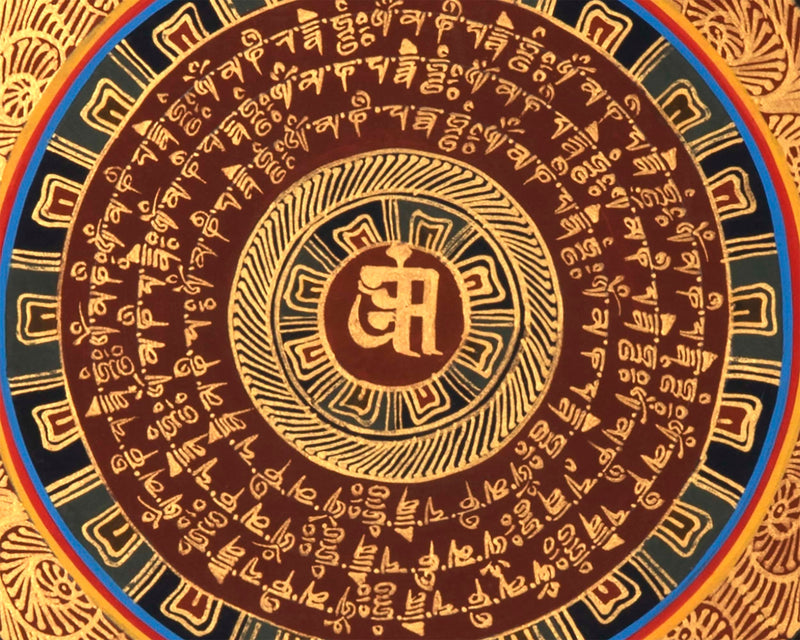 Gold Mantra Mandala | Mandala Thanka