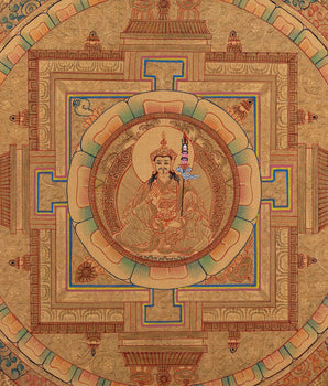 Gold Mandala | Guru Padmasambhava Thangka Wall Art | Tantric Buddhist Master