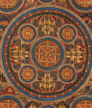 Traditional Mandala Thangka | Tibetan Buddhist Handpaint | Religious Wall Decor