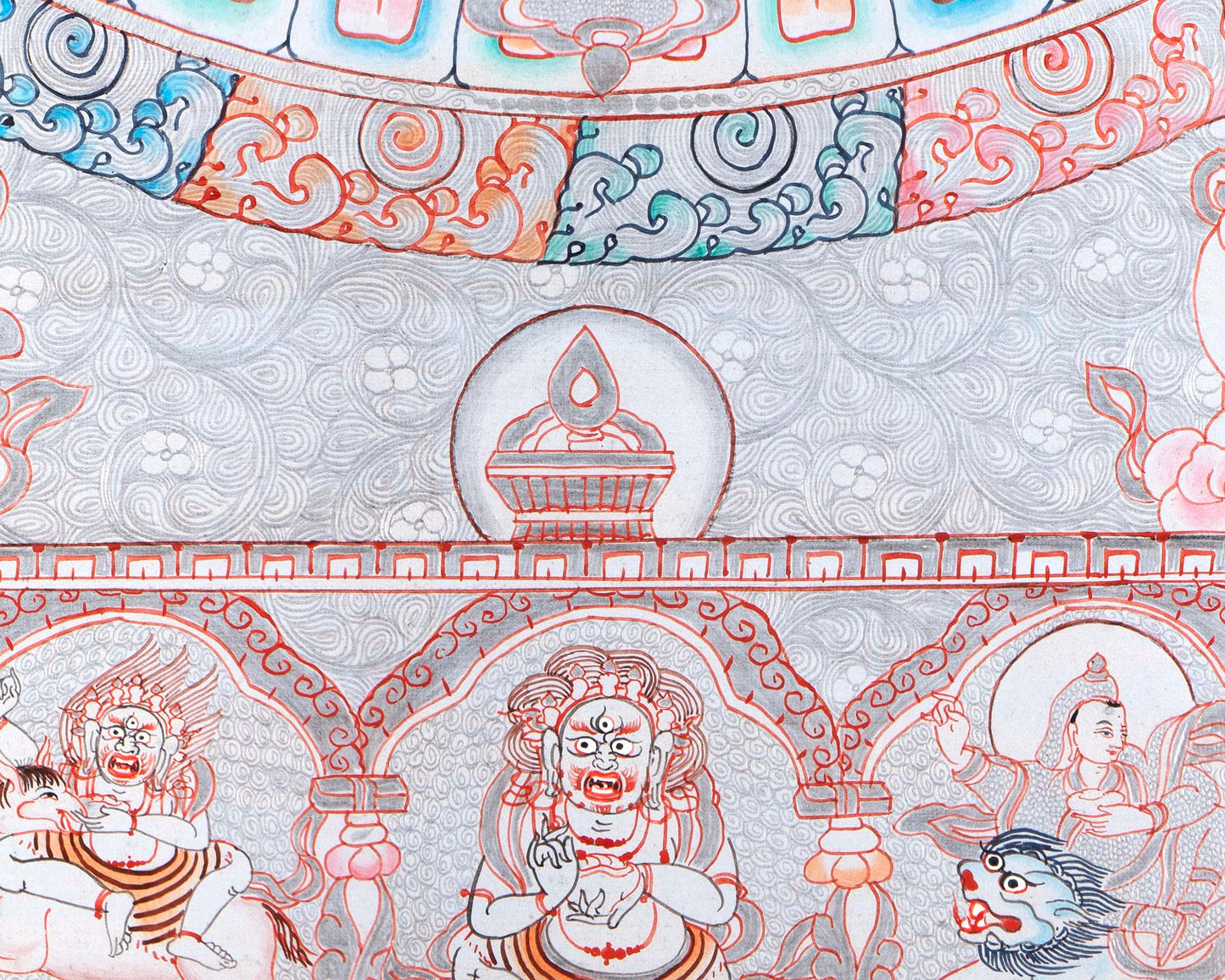 Silver Base Buddha Mandala | Thangka in Medium Size Without Brocade