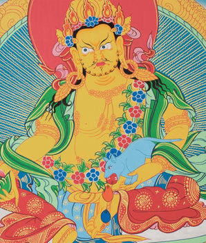 Tibetan Kubera Thangka | Dzambala Thangka Art | Original Hand Painted Wall Decor