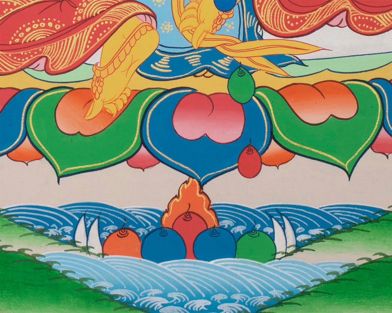 Tibetan Kubera Thangka | Dzambala Thangka Art | Original Hand Painted Wall Decor