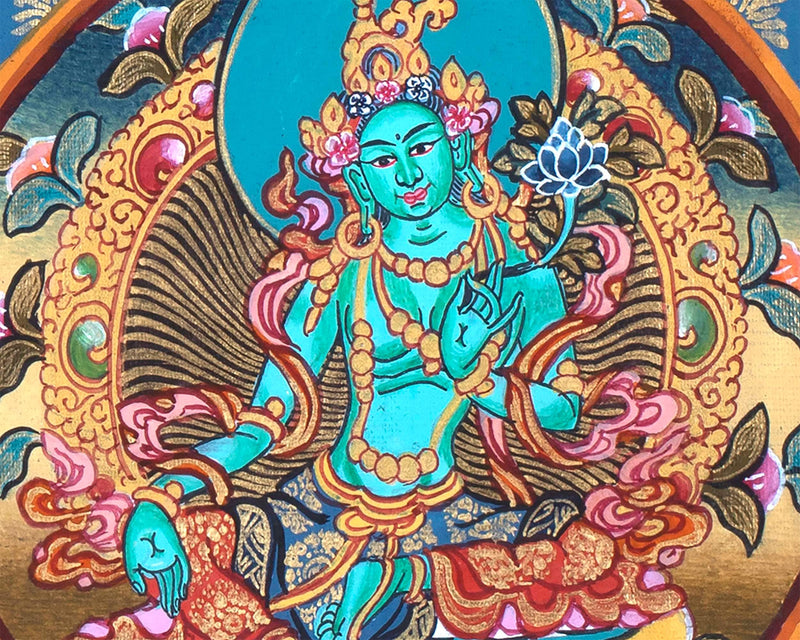 Green Tara Thangka Mandala | Traditional Painting