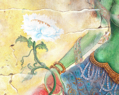 Oil Painting Tara | Arya Green Tara | Religious Buddhist Thangka