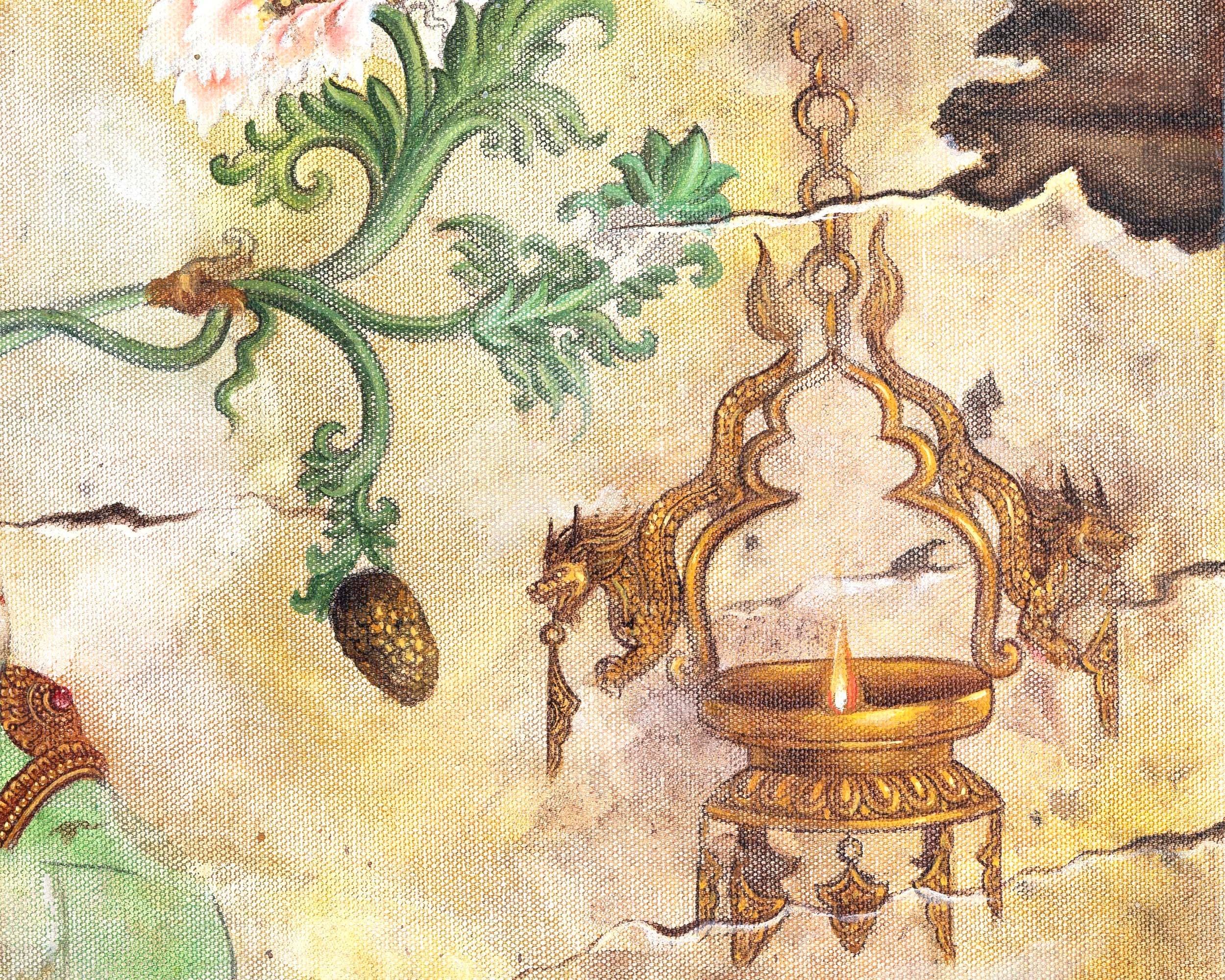 Oil Painting Tara | Arya Green Tara | Religious Buddhist Thangka