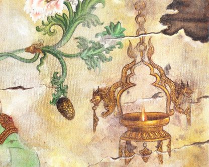 Oil Painting Tara | Arya Green Tara | Religious Buddhist Thangka