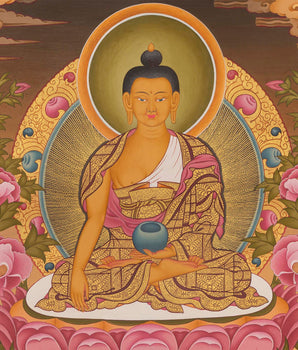 Shakyamuni Buddha Tibetan Thangka | Gautama Sitting In Vajra Posture