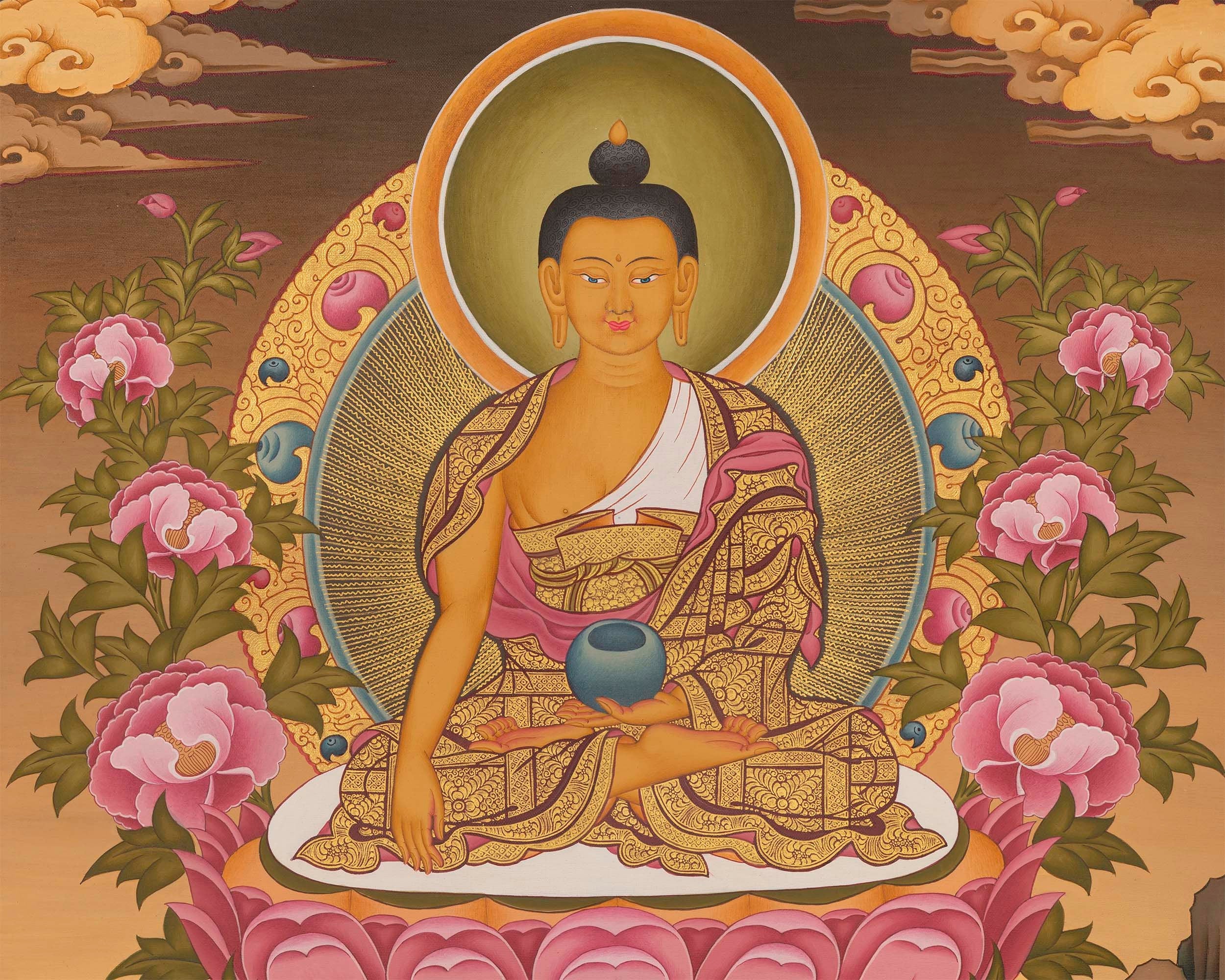 Shakyamuni Buddha Tibetan Thangka | Gautama Sitting In Vajra Posture