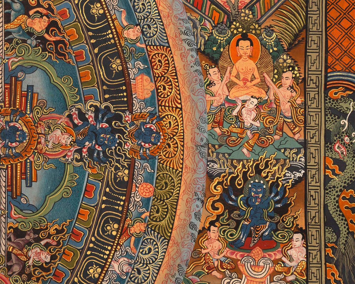 Vintage Mandala Art | Buddhist Thangka Painting of Avalokiteshvara