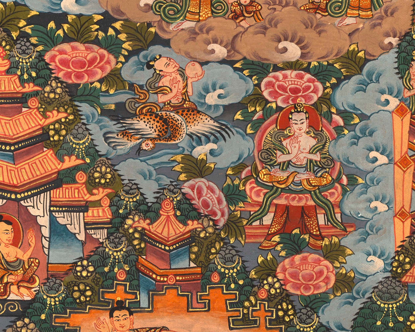 Vintage Mandala Art | Buddhist Thangka Painting of Avalokiteshvara