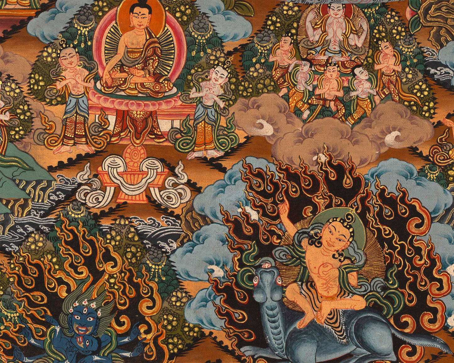 Vintage Mandala Art | Buddhist Thangka Painting of Avalokiteshvara