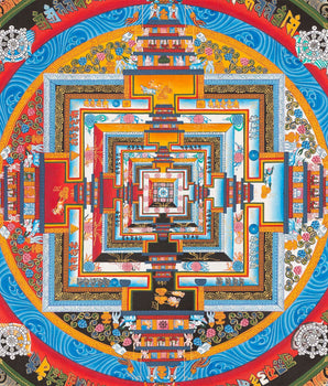 Kalachakra Mandala Thangka In fine Quality | Wheel Of Time | Buddhist Art | Wall Hanging Yoga Meditation Canvas Art | Tibetan Buddhist Art
