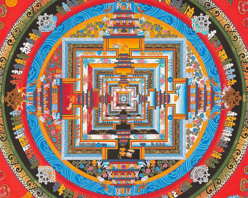 Kalachakra Mandala Thangka In fine Quality | Wheel Of Time | Buddhist Art | Wall Hanging Yoga Meditation Canvas Art | Tibetan Buddhist Art