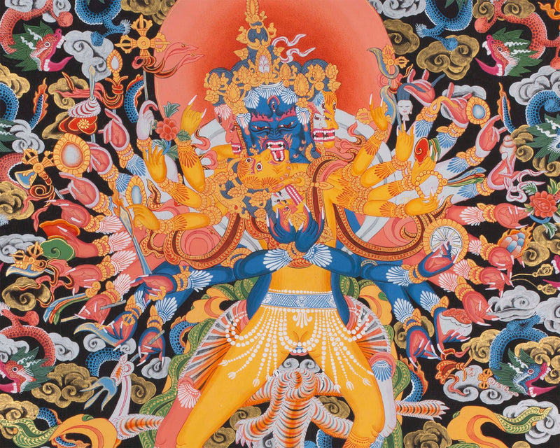 Kalachakra Deity Thangka Painting | Vintage Original Hand-Painted Thanka