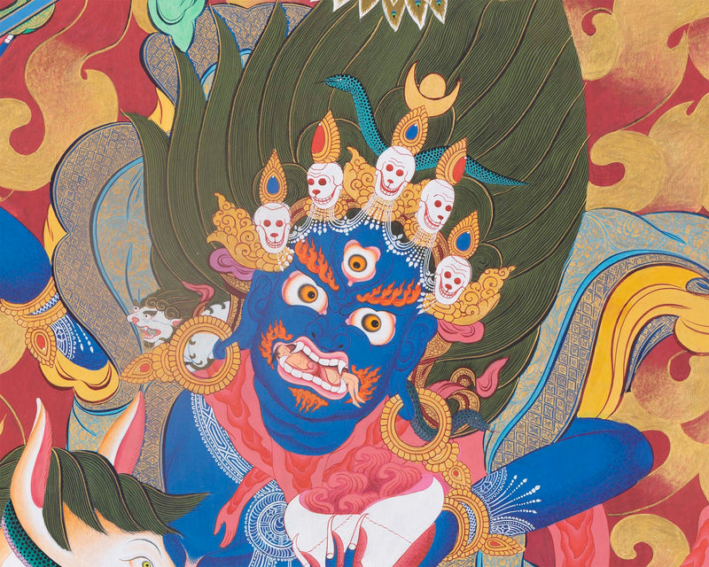 Palden Lhamo Original Hand-Painted Buddhist Thangka |  Wall Decoration Painting